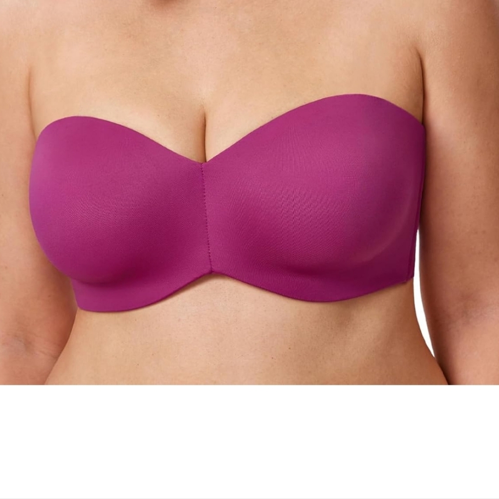 DELIMIRA Strapless Unlined Underwire Minimizer Magenta Purple Women 36B NWT New